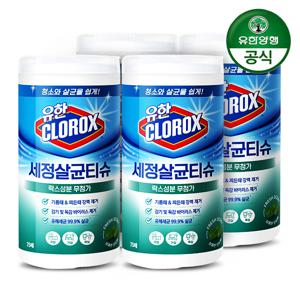 유한크로락스 세정 소독 살균티슈 후레쉬센트 75매 x 4개