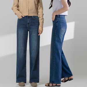 울트라 스판 와이드 허리 밴딩 데님 팬츠 빅사이즈 S~3XL 여성청바지