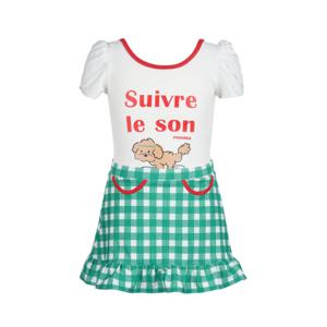 여아 강아지보더 원피스수영복 스커트 세트 화이트 RN-GS2E513-WH