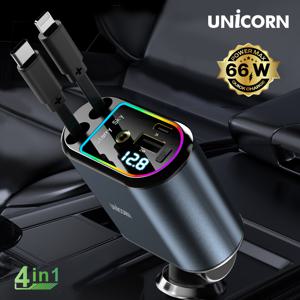 4IN1 릴타입 시거잭 차량용 멀티 고속충전기 동시4대충전 LED 화면 CP-500D