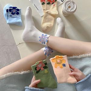 [브리치] HOTBBA / 빅 플라워 꽃 중목양말 5color LM 0661