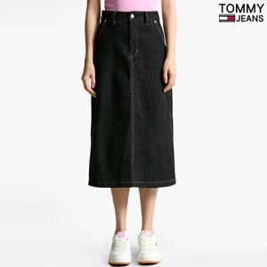 타미진 여성 심플 솔리드 흑청 슬릿 데님 롱스커트 T32F6NFS10TWL1-B