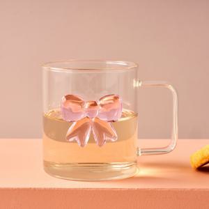 슈가타르트 리본 오브제 내열유리 손잡이 유리잔 450ML