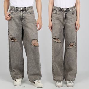 남녀공용 청바지 블리치드 와이드 그레이 MP6D5053