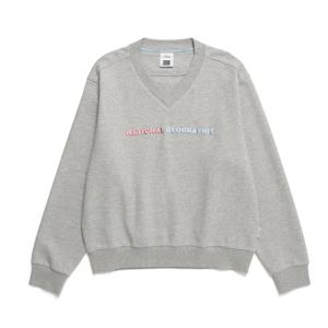 N241WSW150 여성 레터링 크롭 루즈핏 브이넥 맨투맨 M GREY