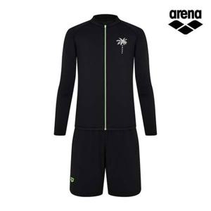 아레나 코코스 릴렉스핏 집업 래쉬가드 세트 A5BM1PC10-BLK