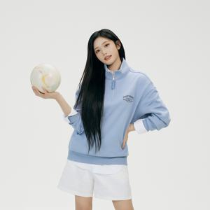 N261USW922 론트라 그래픽 세미오버핏 하프집업 맨투맨 2종택1