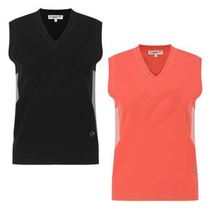 양말제공 [마스터바니] 여성 체크 라인 엠보 심볼 니트 베스트 421E1SV201