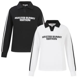 양말제공 [마스터바니] 여성 컬러 라인 배색 로고 오픈 칼라 니트 421E1SR309