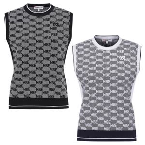 양말제공 [마스터바니] 여성 로고 자카드 니트 베스트 421E1SV302