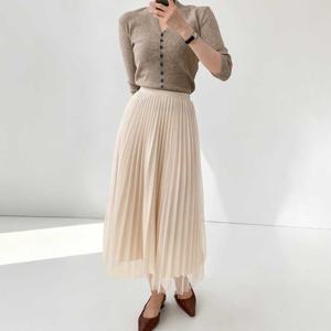 [엘브랜드] 쉬폰 망사 밴딩 롱스커트/양면착용가능