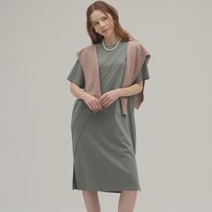 [신비][최초가139,000]수피마 라운드 핀턱 반팔 슬릿 원피스_SVOP240401