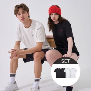 [1+1] 메쉬솔리드 반팔티셔츠 블랙+화이트 유니