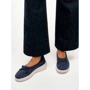 [삼성물산공식] 여성 슈퍼Q 보우 니트 발레 플랫  메탈릭 미드나잇 네이비 (FT61K2M03R)