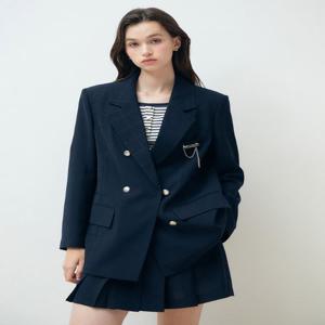 브로치 체크 자수 더블 재킷 GR4A0JKR31