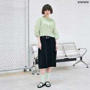 yoyoyoy여성[최초가 119000원] 고방 체크 플리츠 라운드 블라우스 그린_AI02WNPBL09