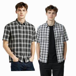 남성 플래드체크 시어서커 반팔셔츠 10520-020-406-68_CC