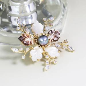 [브리치]  / 자개 진주 플뢰르 브로치 목걸이  주문제작