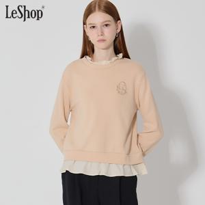 우븐배색 자수 백버튼 맨투맨