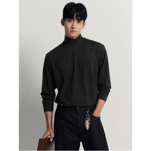 [정가 139,000원] 스트레치 반터틀넥 티셔츠  블랙 (BC5941C105)