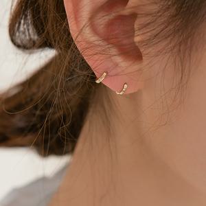 [룬느] 14k 각 컷팅 원터치 미니 링 귀걸이 14k골드 ER03