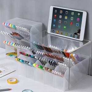 4단 투명 사선 연필 꽂이 멀티 펜꽂이 [2size 책상 오거나이저]