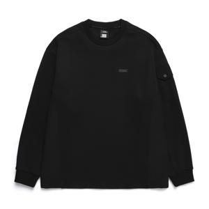 N241USW230 우븐 배색 포인트 디자인물 맨투맨 CARBON BLACK