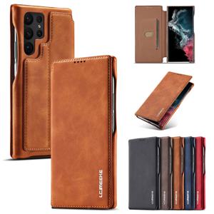 갤럭시 S25 S24 S23 울트라 플러스 LC.IMEEKE 카드 수납 지갑 스탠드 심플 플립 가죽 케이스