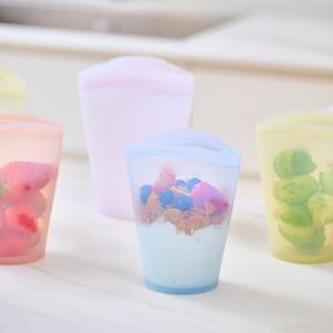 3중 밀폐 실리콘 컵형 지퍼백 (중/대) 밀프랩 실리콘 음료 팩 샐러드팩