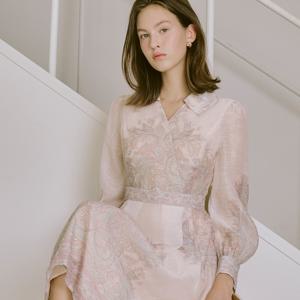 [샤틴]프린트 보더 리본 원피스 S253B660