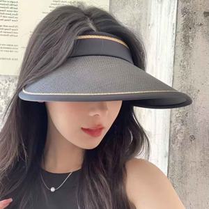 여름선캡 돌돌이모자 챙넓은캡모자 접이식여자캡 라탄밀짚 자외선차단모자 돌돌이썬캡 작업그늘모자