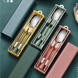 휴대용 수저세트 스텐 학생 성인 도시락 숟가락 젓가락 무소음 수저통