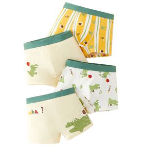 명랑악어 남아 사각 드로즈 4매입 아동 면 팬티 세트 유아 속옷 어린이 초등학생