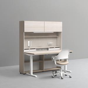 1600폭 5단 모션 멀티책상세트 (조명+도어형) + 링고/올라운드/아이블 의자