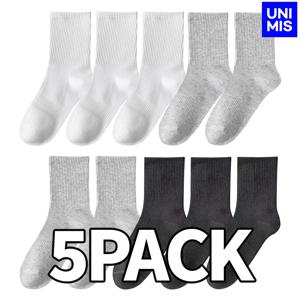 유니미스 남성 국산 면100 스포츠 무지 중목양말 5켤레