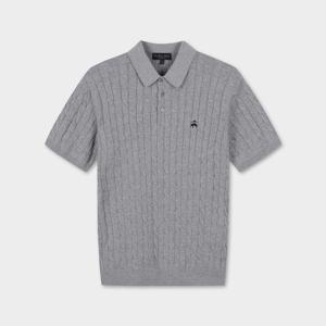 [정상가 199000원][Online Exclusive] 코튼 케이블 폴로 반팔 스웨터 (그레이) (BBWTMO204AWFM)