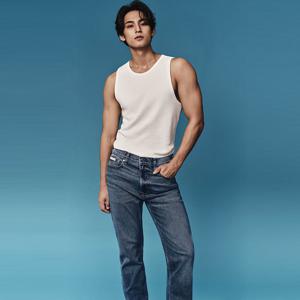 [CK진] 남성 슬림 스트레이트핏 미드블루 스트레치 데님4RB902G