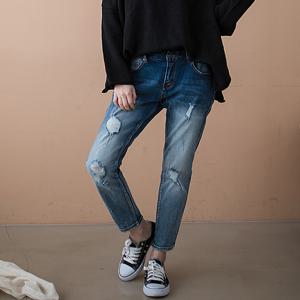 지기핏 디스트로이드 헤짐 울트라 스판 배기 여성청바지