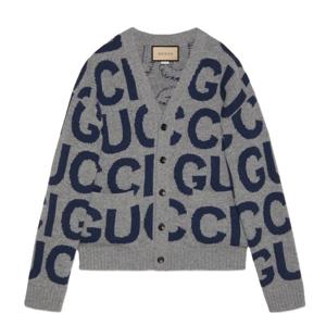 [명품]  울 가디건 인타르시아 그레이 블루 771707 XKDLV 1140