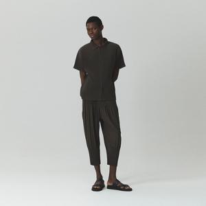 [무케] 몽플리쎄_공용 뉴배기핏 플리츠 판타롱 팬츠 (브라운) 주름옷 주름바지 플리츠바지