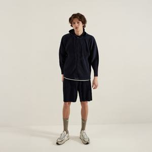 [무케] 몽플리쎄_공용 플리츠 밴디드 쇼츠 (네이비) 주름옷 주름반바지 플리츠반바지