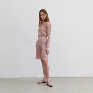 [무케] 몽플리쎄_여성 턱 플레어 플리츠 큐롯 반바지 (핑크) 주름옷 주름반바지