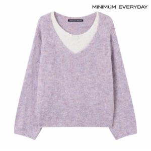 정상가 59000원ㅣ 에브리데이]배색 레이어드 데일리 긴팔 니트 (EB4KT005D)