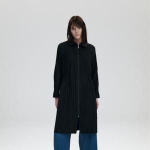[무케] _여성 사파리 롱 플리츠 점퍼 (블랙) 간절기 주름 자켓 플리츠 아우터