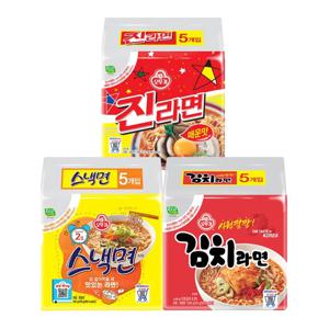 진라면 매운맛 5입 + 스낵면 5입 + 김치라면 5입