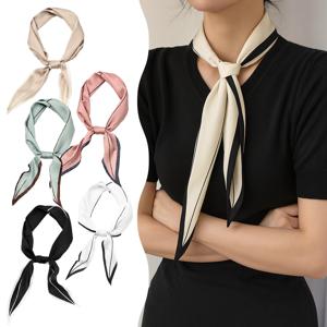 [1+1] 모니즈 라인배색 새틴스카프 여성 쁘띠스카프 컬러5종