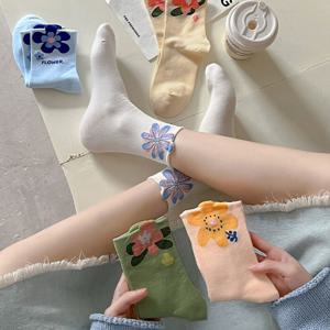 [브리치] HOTBBA / 빅 플라워 꽃 중목양말 5color LM 0661