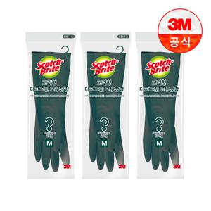 고리형 다크그린 고무장갑 3개