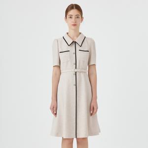 [롯데백화점][케네스 레이디]콤비 카라 벨티드 원피스 (EWOPOF12)