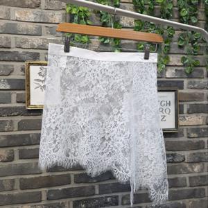 [브리치] 사선 플라워 자수 시스루 레이스 레이어드 랩 스커트